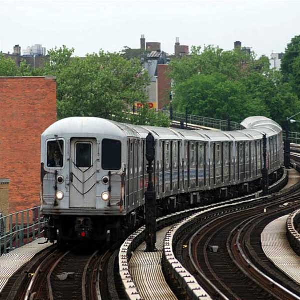 Commuter Train on Tracks